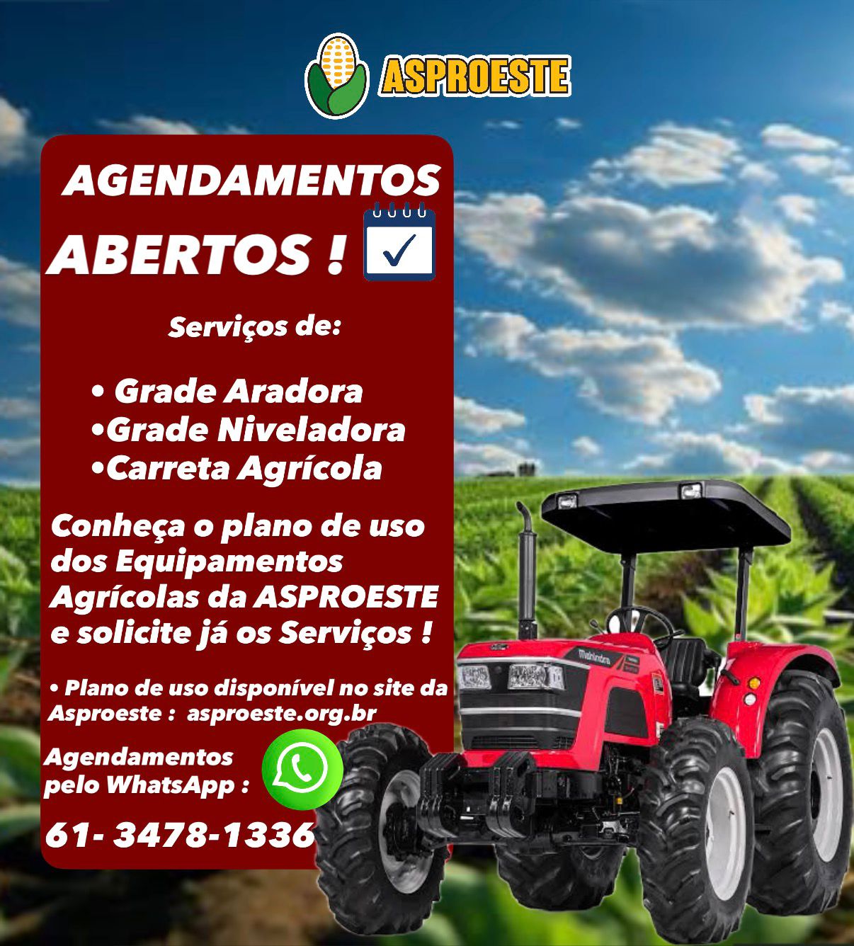 Conheça o Plano de Uso do Equipamentos Agrícolas da ASPROESTE